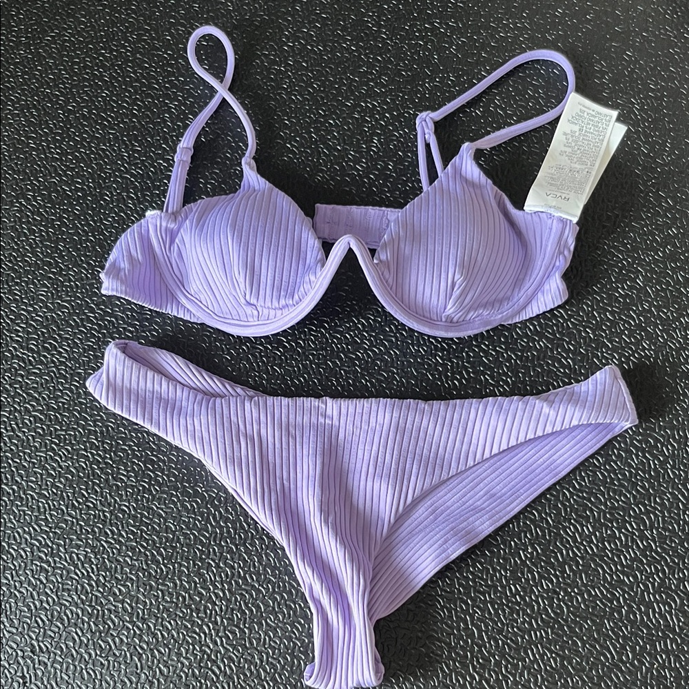 RVCA Light Purple Ribbed Bikini